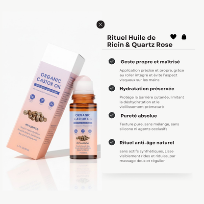 Huile de Ricin Biologique & Roller Quartz Rose
