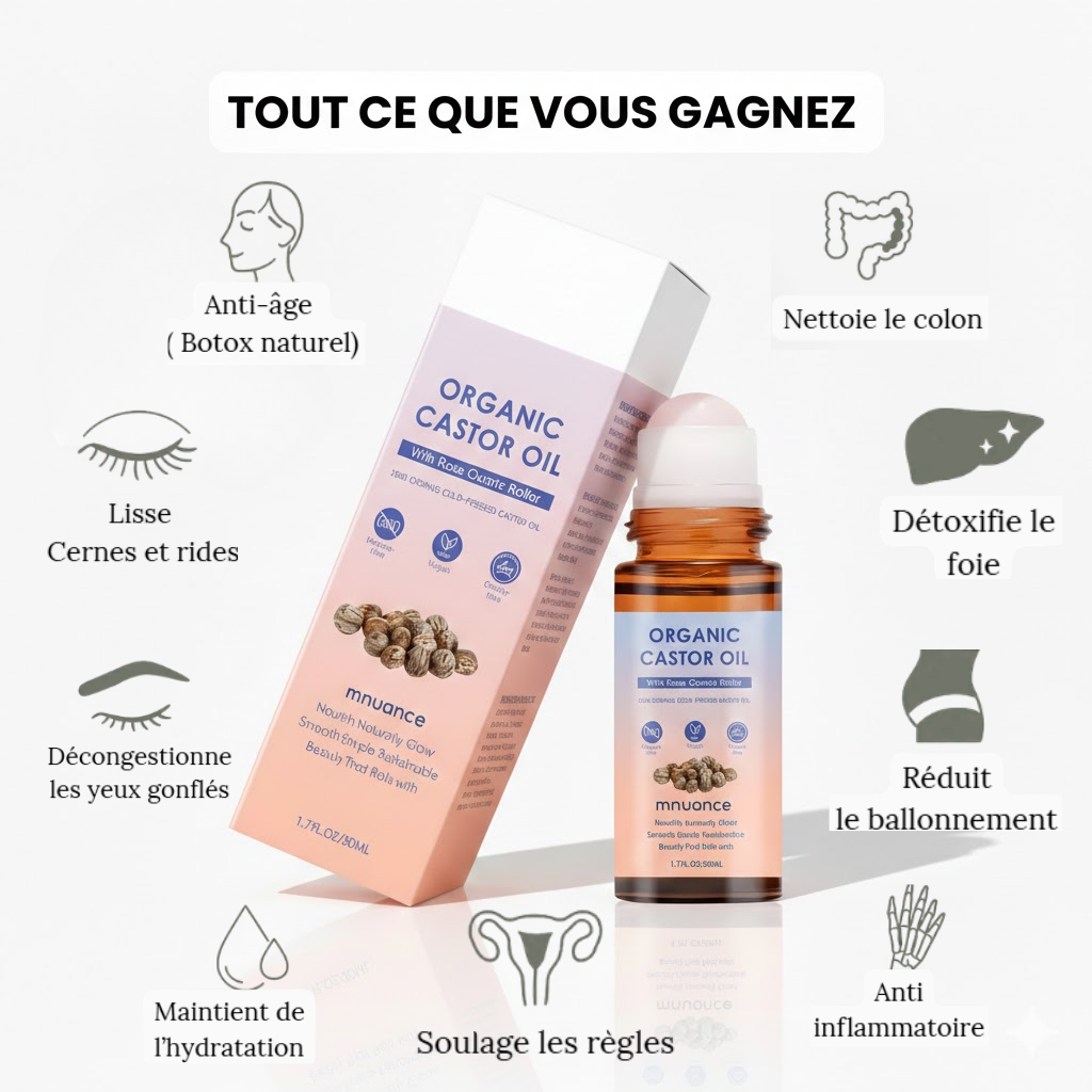 Huile de Ricin Biologique & Roller Quartz Rose